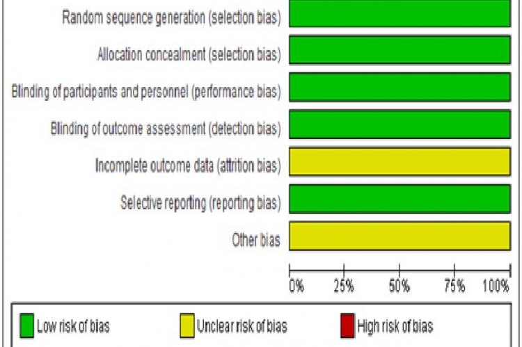 Risk of bias graph presented as percentages across the three included studies