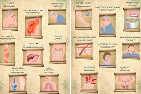 Historically important Thai medicines containing Cannabis with traditional indications.